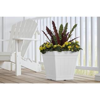 Vigoro 14.1 in. Eden Large White Resin Square Planter (14.1 in. L x 14.1 in. W x 14 in. H) HD1423D-089S