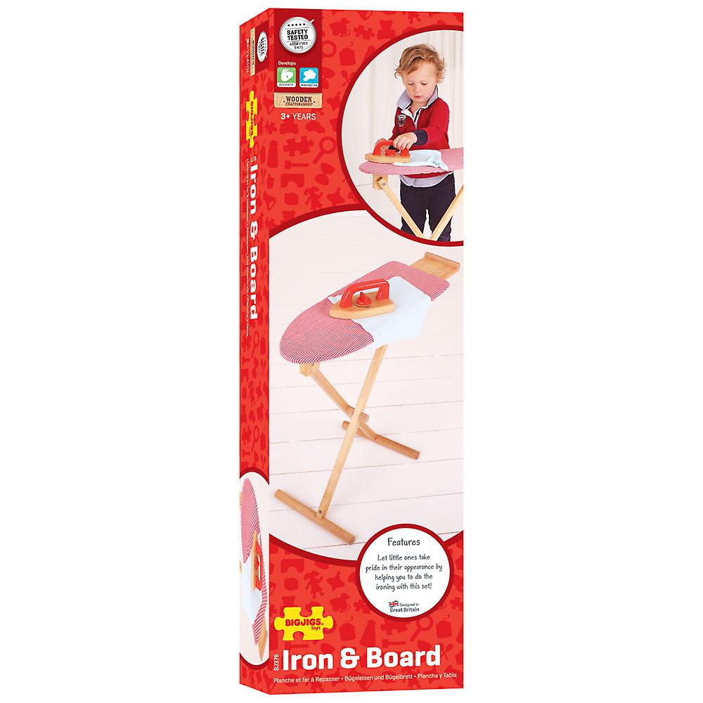 Bigjigs Toys Wooden Ironing Board and Iron Pretend Play Set Chores Kid's