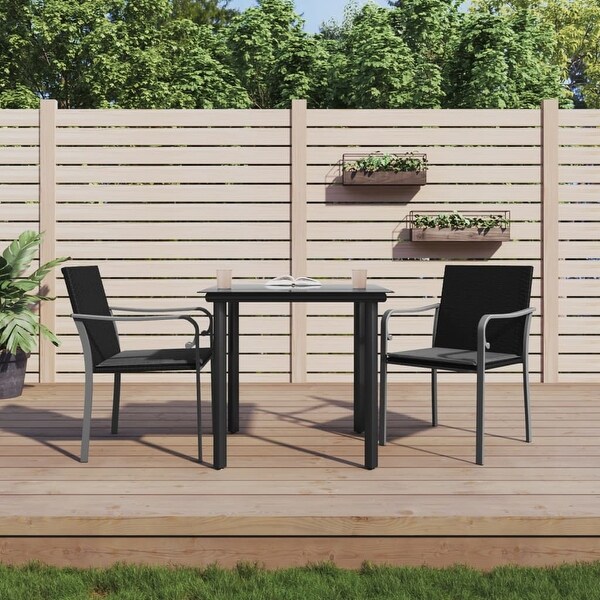 vidaXL Patio Dining Set Table and Chair with Cushions Poly Rattan and Steel