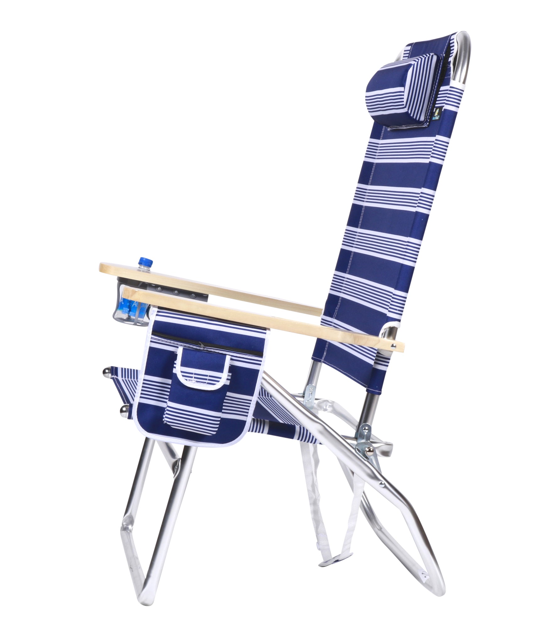 Extra Large - High Seat of the Ground with 3 Reclining Position Aluminum Heavy Duty Beach Chair for Adults with Cup Holder - 300 lbs Capacity