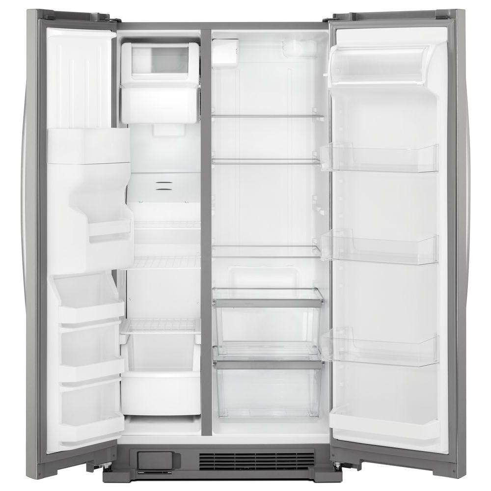 Whirlpool 21 cu. ft. Side-by-Side Refrigerator Built-In and Standard in Monochromatic Stainless Steel WRS331SDHM