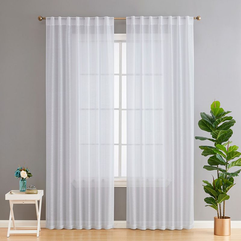 THD Scarlett Semi Sheer Pocket Top and Back Tab Lightweight Window Curtains Drapery Panels， 2 Panels