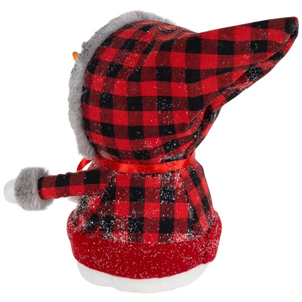 Jolly Baby Snowman with Plaid Coat Christmas Figurine