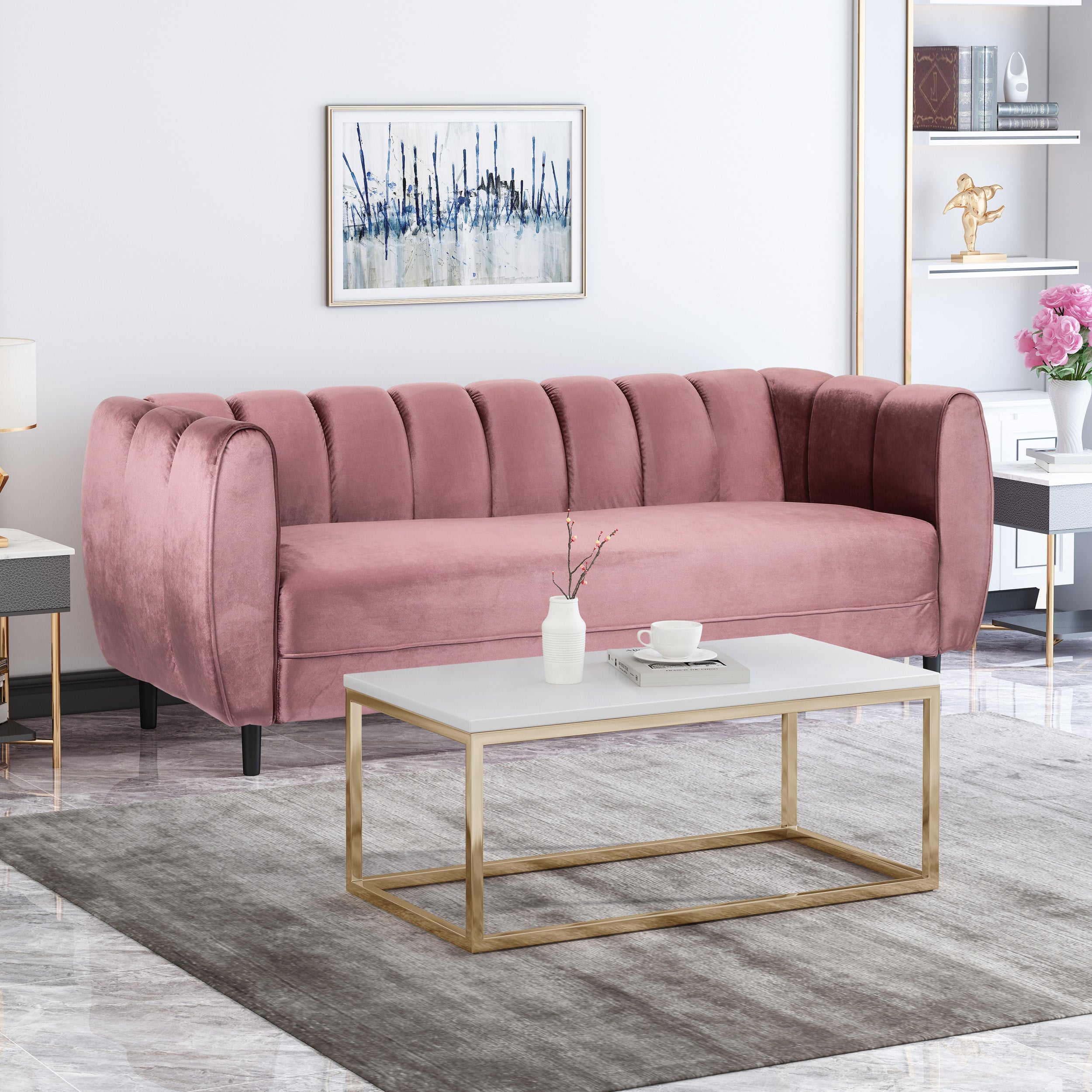 Karimah Modern Velvet 3 Seater Sofa