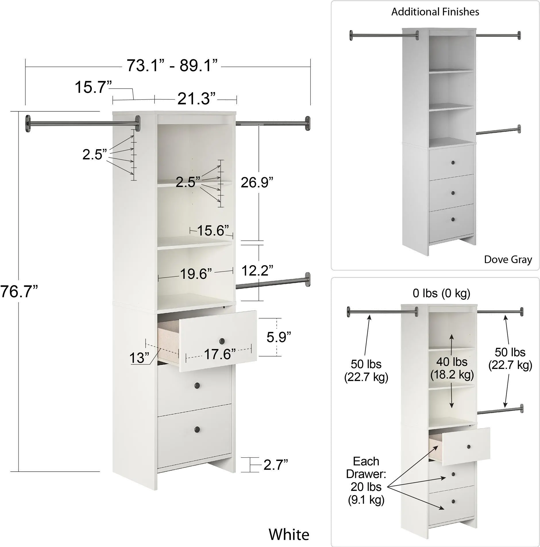 Beckett Gray Closet Storage Organizer