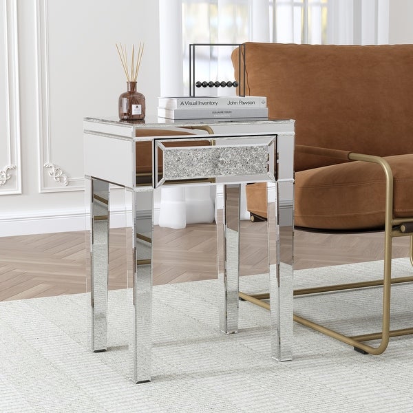 23.2'' Tall Mirrored Accent Table with 1 Drawer