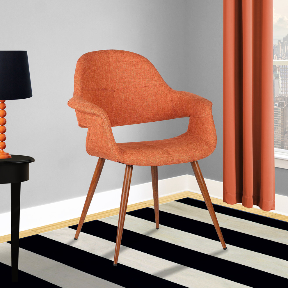 Phoebe Mid Century Dining Chair  Walnut  Orange   Midcentury   Dining Chairs   by Homesquare  Houzz