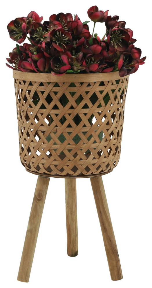 S/3 Bamboo Planters 11/13/15 quotNatural  Net Pattern   Tropical   Outdoor Pots And Planters   by Kolibri Decor  Houzz