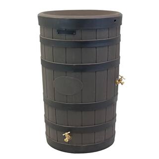 Good Ideas Rain Wizard 50 Gal. American Oak with Darkened Ribs Rain Barrel RW-2PD050-OAK