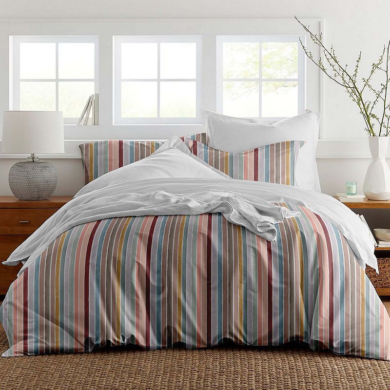 Pointehaven Cotton Fashion Sateen Soft Stripes Duvet Cover Set