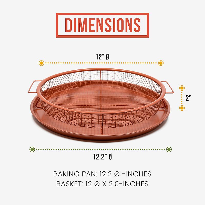 Chef Pomodoro Copper Crisper Tray， Deluxe Air Fry In Your Oven， 2-piece Set (round - Large)