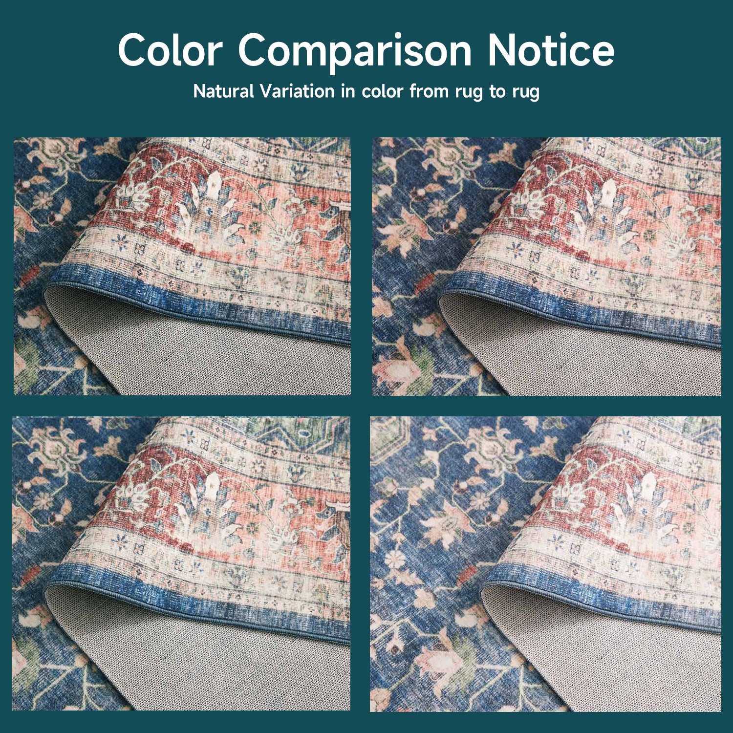 Vintage Area Rugs Machine Washable Non-Slip Ultra-Thin Foldable Multiple Sizes for Living Room Bedroom Kitchen