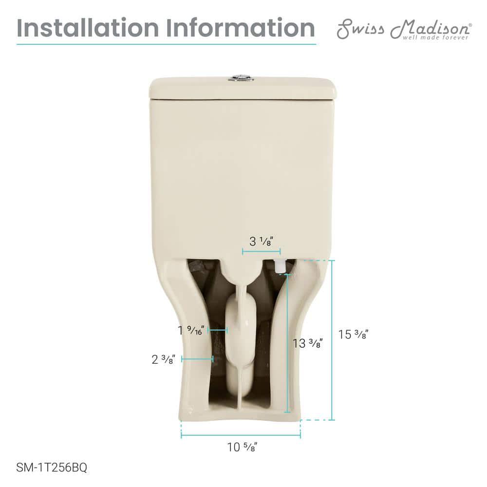 Swiss Madison Carre 1piece 1116 GPF Dual Flush Square Toilet in Bisque Seat Included