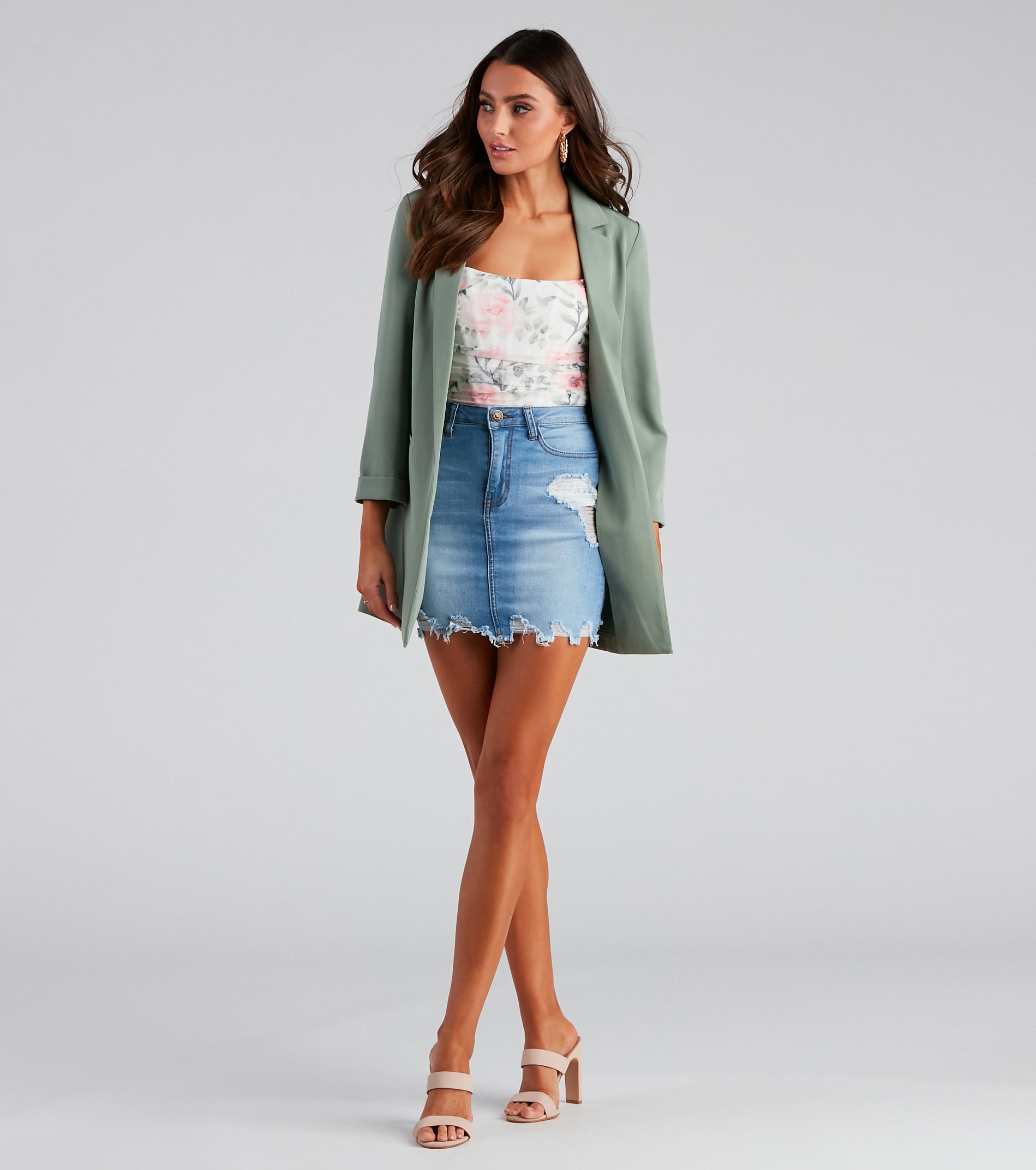 Biz Call 3/4 Sleeve Boyfriend Blazer