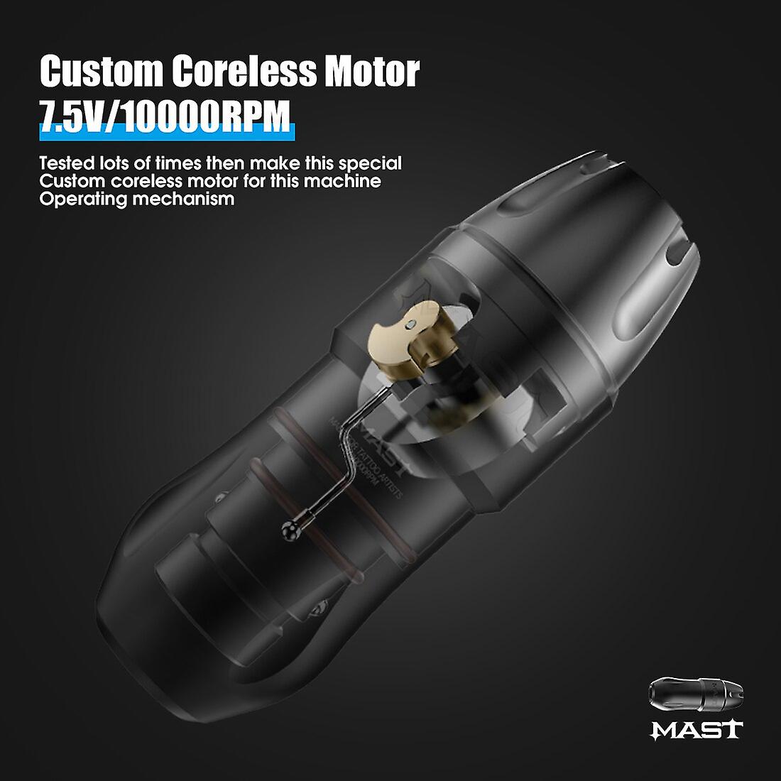 Mast Tour Pro Coreless Motor Permanent Tattoo Rotary Pen Wireless Machine Kit With Two Batteries Mast Pro Needles Cartridge Set