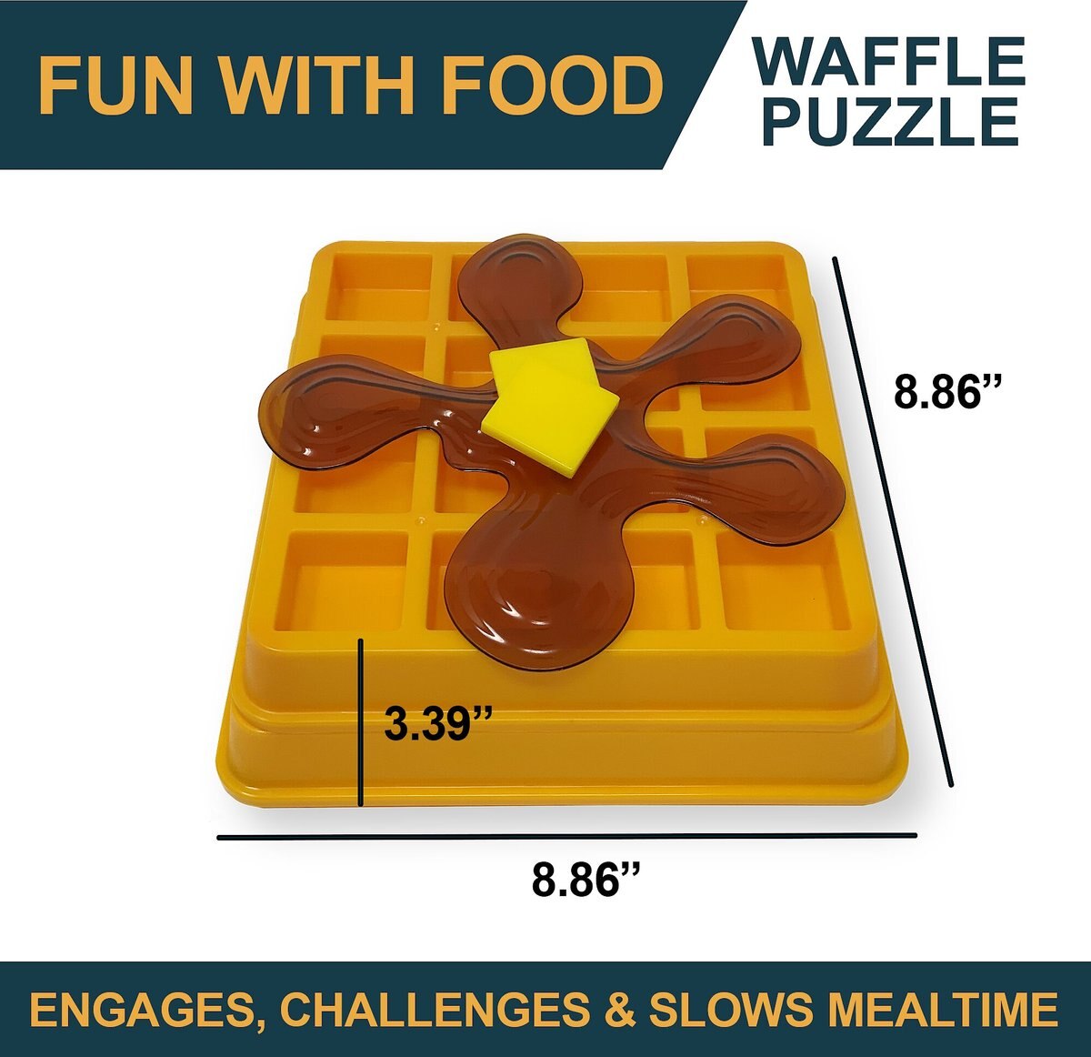 OurPets Waffle Squeaky Treat Dispensing Puzzle Dog and Cat Toy