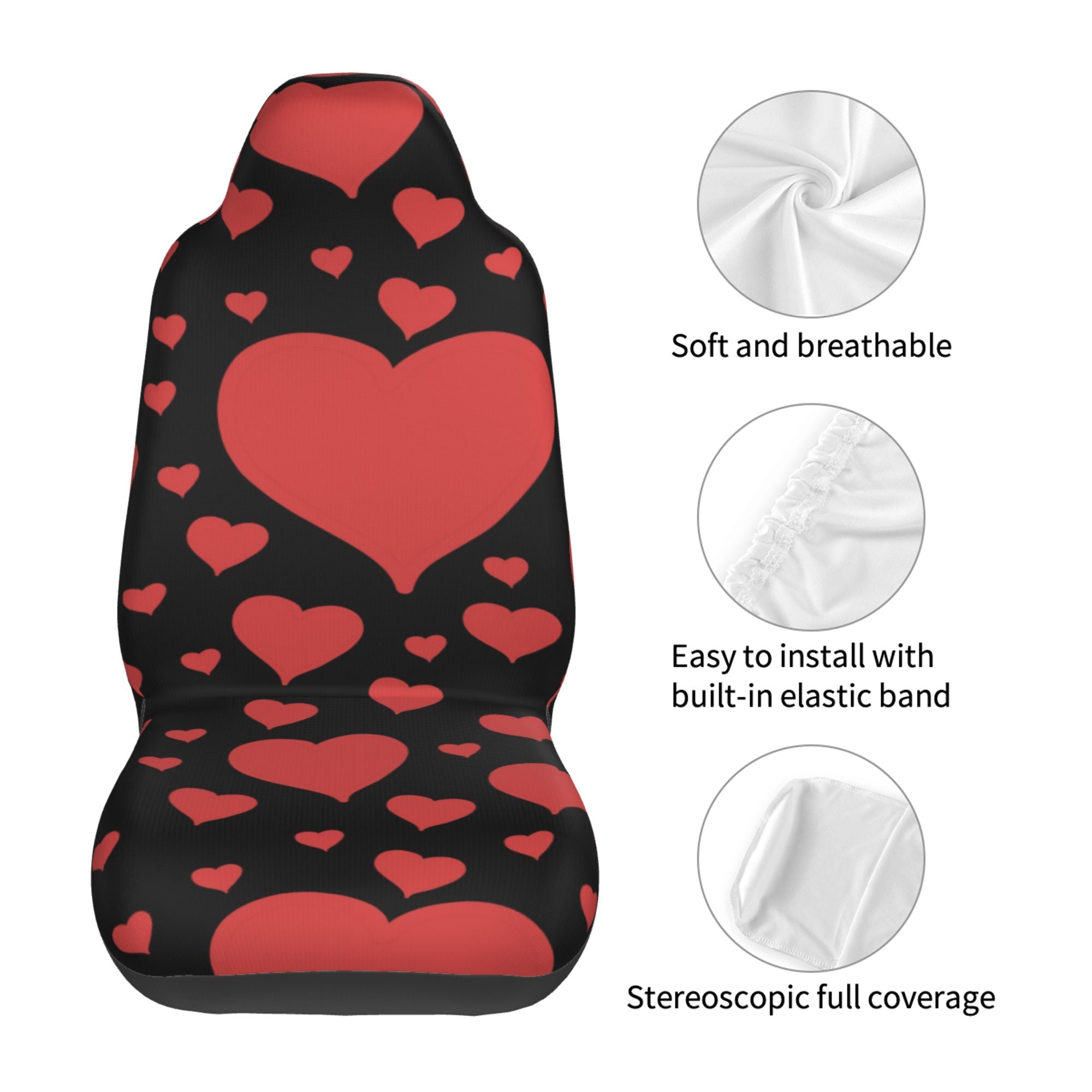 ZICANCN Car Seat Cover Poker Hearts Valentine Pink Car Front Seat Covers Protectors ， Automotive Seat Covers for Cars Trucks Suv