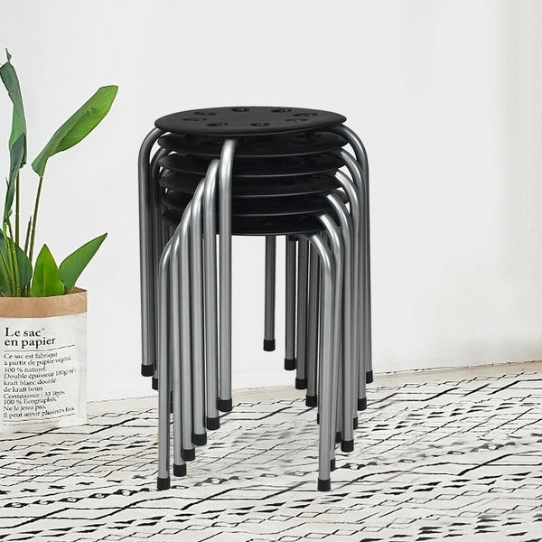 Set of 6 Portable Plastic Stack Stools - 14.5