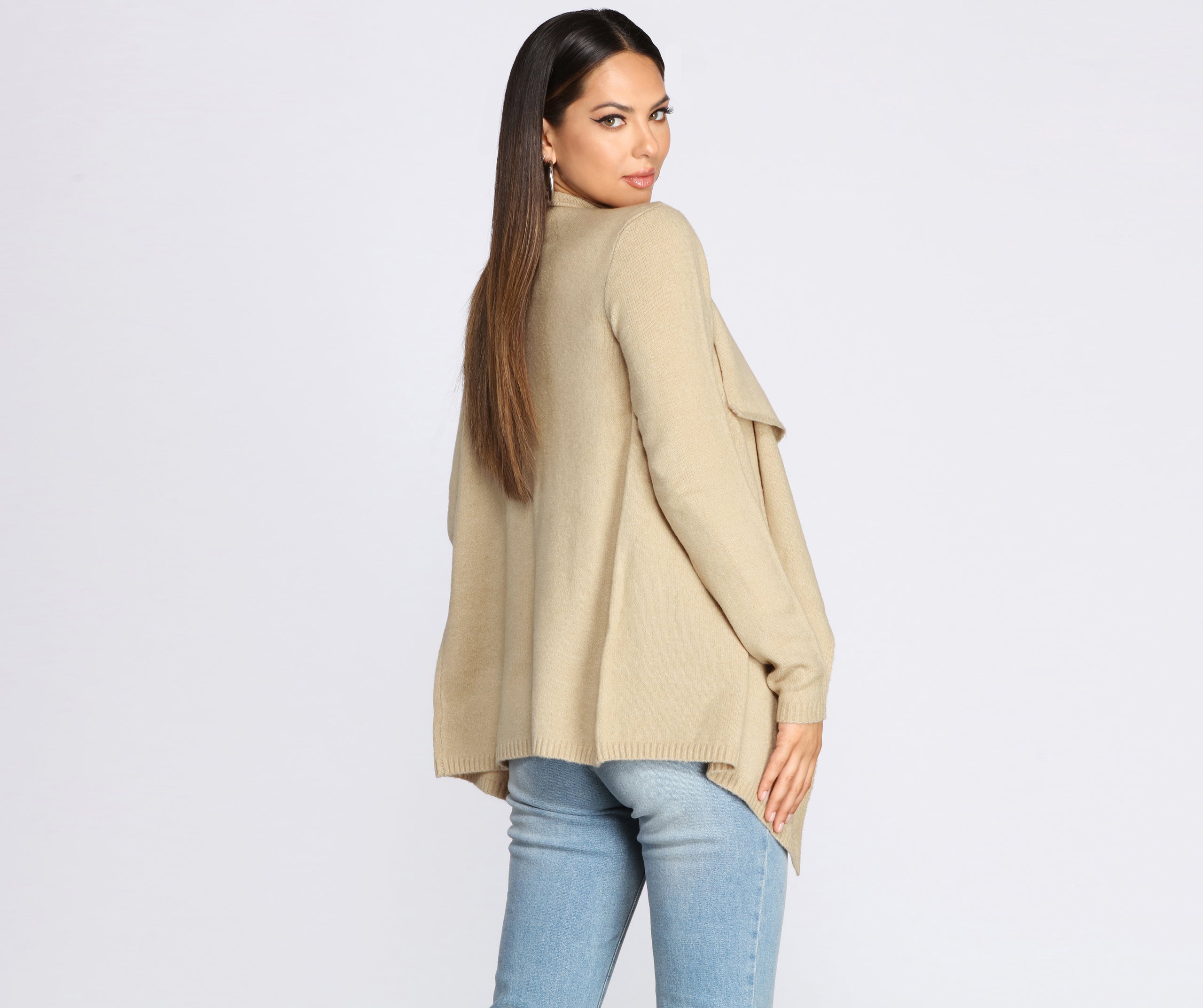 Drape Front Knit Cardigan