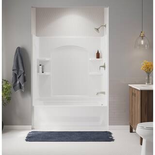 STERLING Ensemble 32 in. x 60 in. x 74 in. Bath and Shower Kit with Right-Hand Drain in White 71220120-0