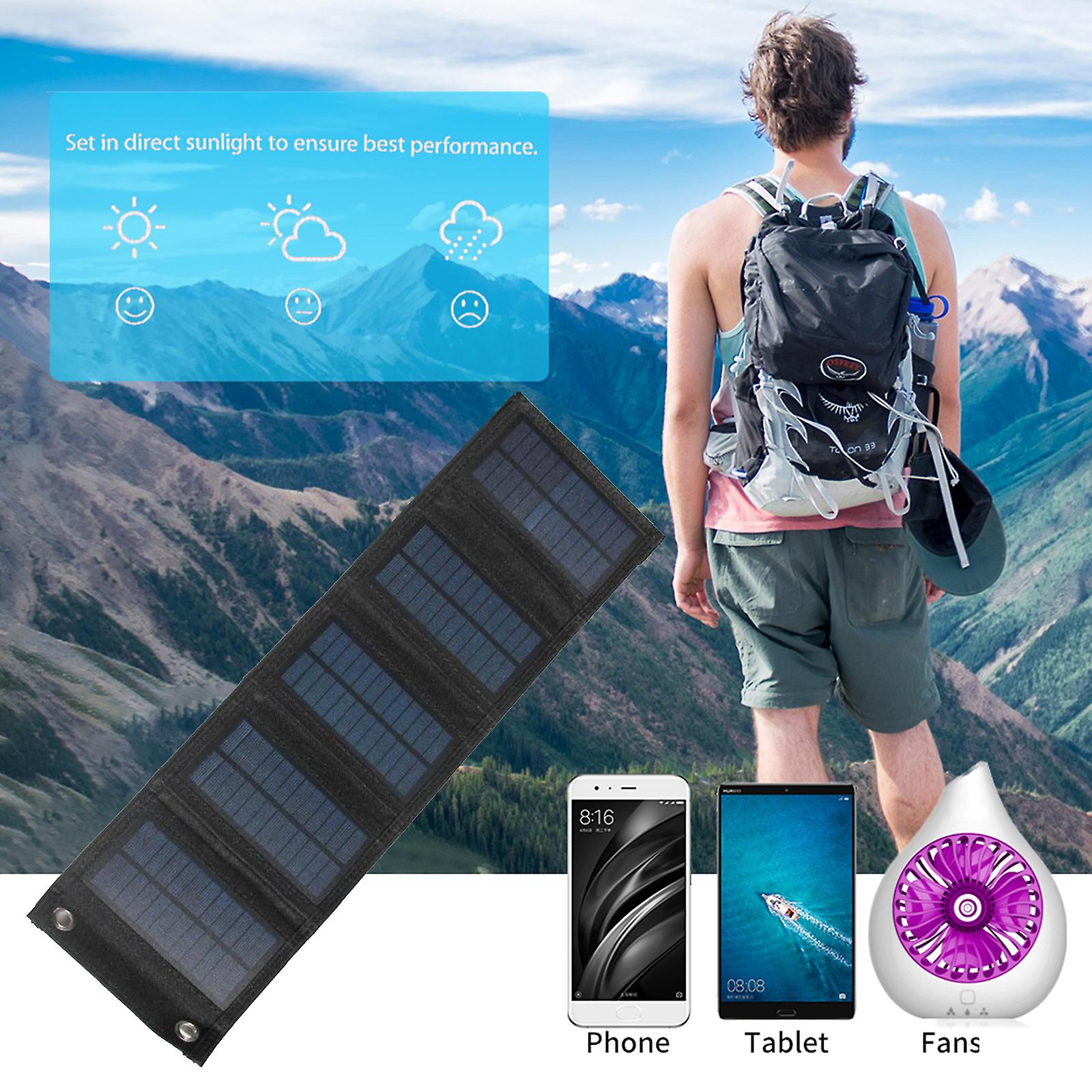 7.5w 5v Foldable Solar Charger With Usb Port Portable Solar Panel Waterproof Compact Solar Power Phone Charger For Tablet Laptop Cellphones Camping Hi