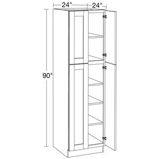 Home Decorators Collection Washington Vesper White Plywood Shaker Stock Assembled Utility Kitchen Cabinet Pantry 24 in. x 90 in. x 24 in. U242490-WVW