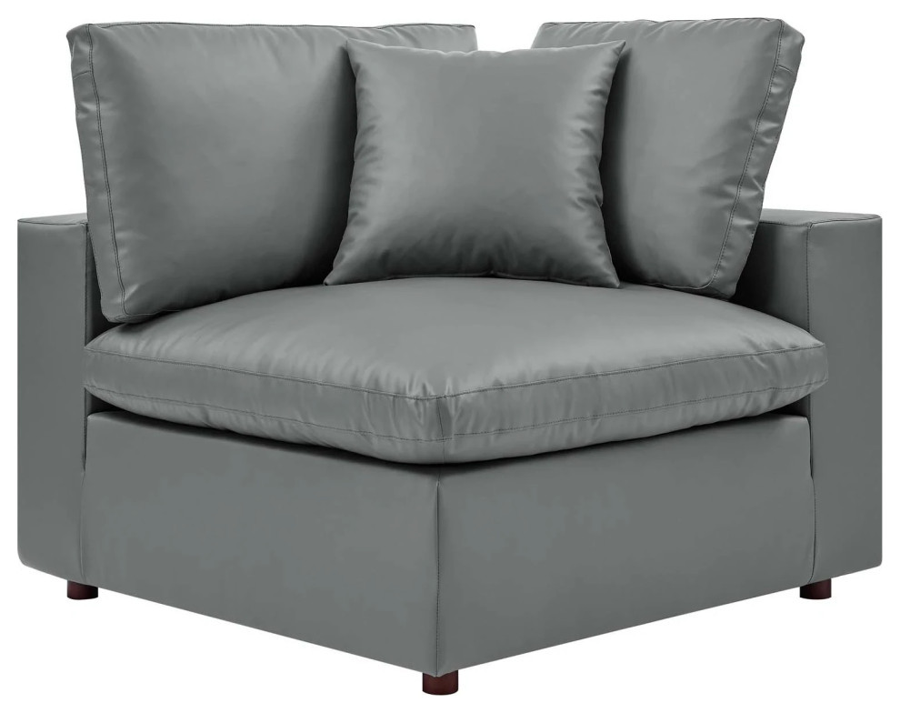 Milan Gray Down Filled Overstuffed Vegan Leather Loveseat   Contemporary   Loveseats   by V.S.D Furniture  Houzz