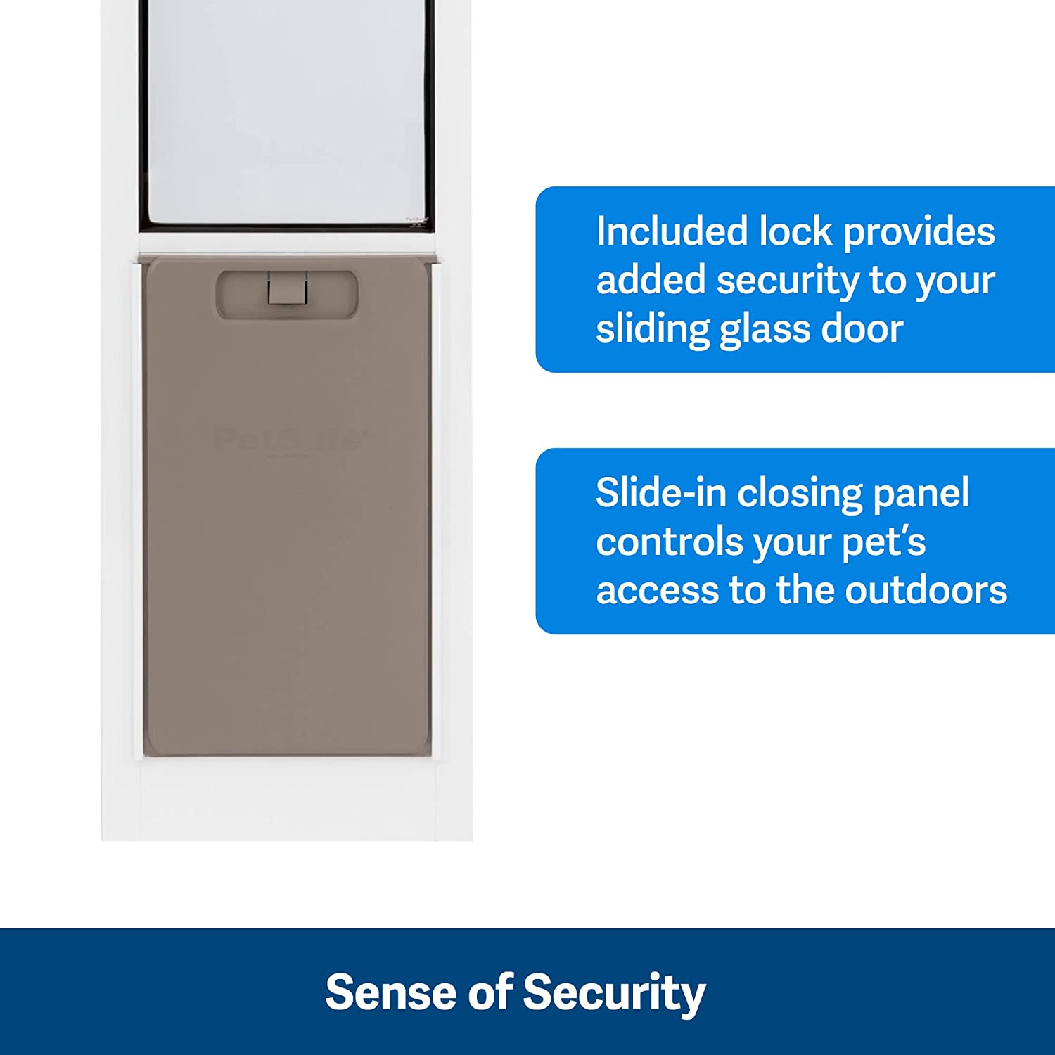 PetSafe PPA11-13141 1-Piece Sliding Glass Pet Door - Outdoor Access Patio Panel Insert for Dogs and Cats， Easy No-Cut Installation， Weather-Resistant Aluminum Insert， Includes Slide-in Closing Panel for Security