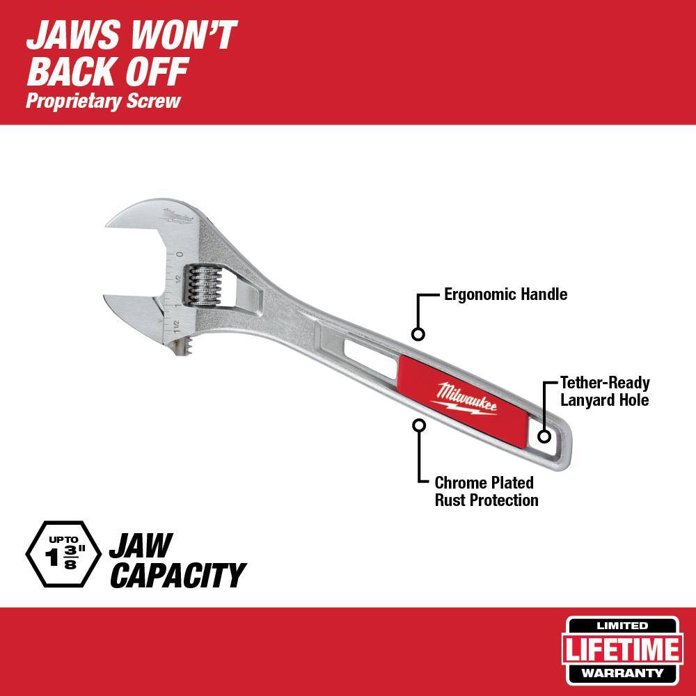 MW 6 in. and 10 in. Adjustable Wrench with 10 in. Smooth Jaw Plier (3-Pieces) 48-22-7400-48-22-6550