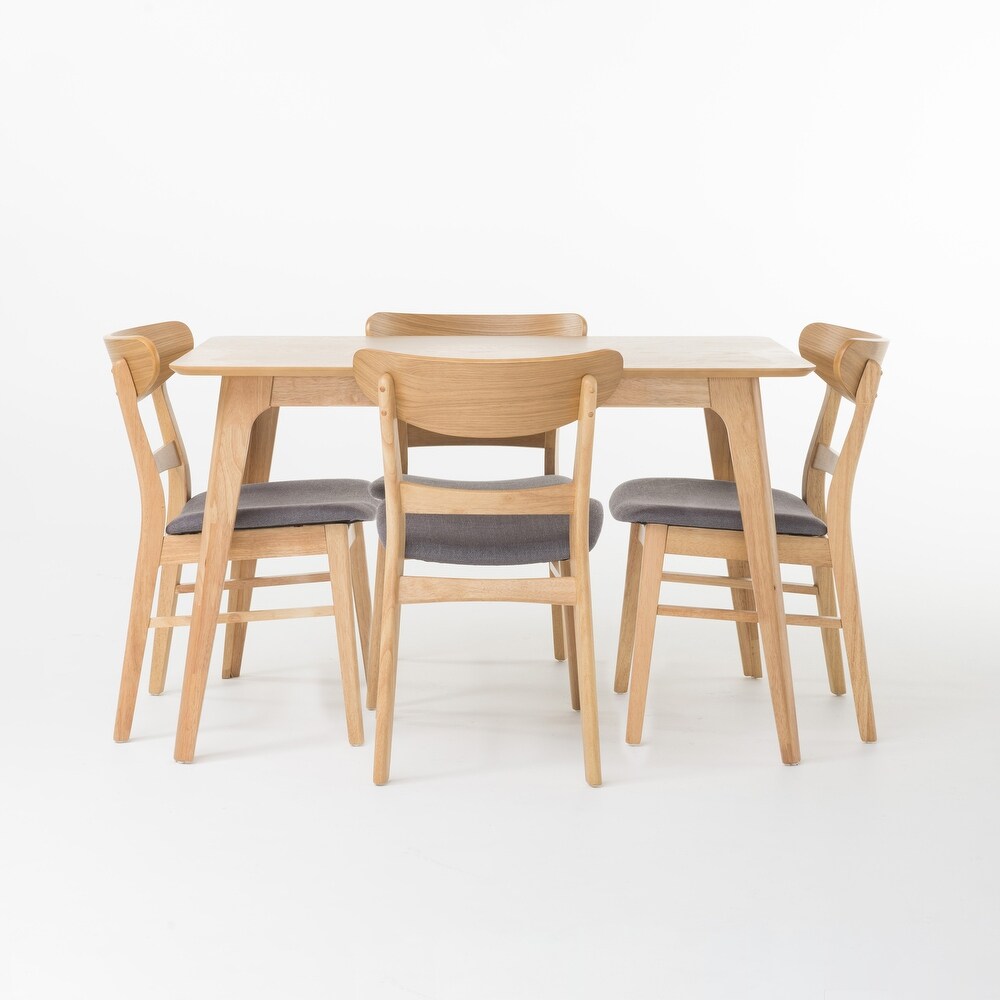 Idalia Fabric and Rubberwood 5 piece Wood Rectangular Dining Set by Christopher Knight Home