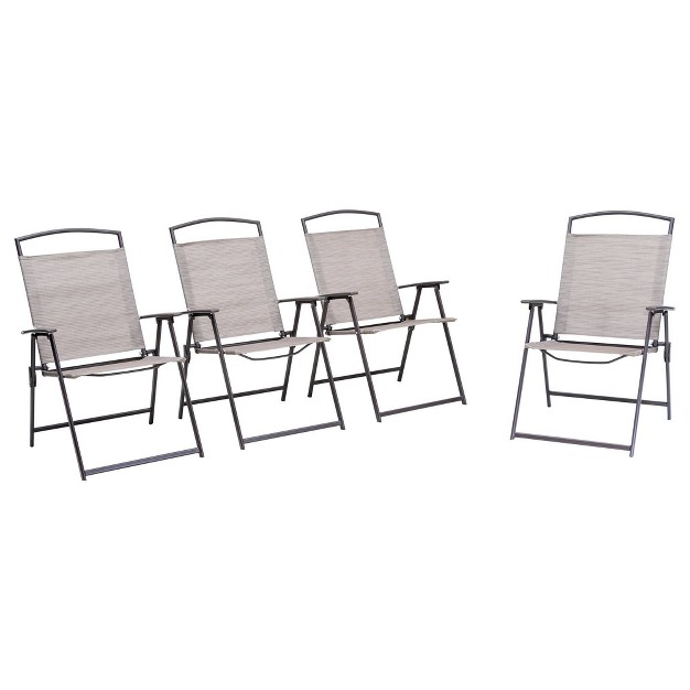 4pc Patio Folding Chairs Beige Crestlive Products