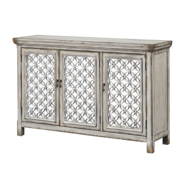 3 Door Storage Credenza/Cabinet with Mirrored Doors - Burnished Grey