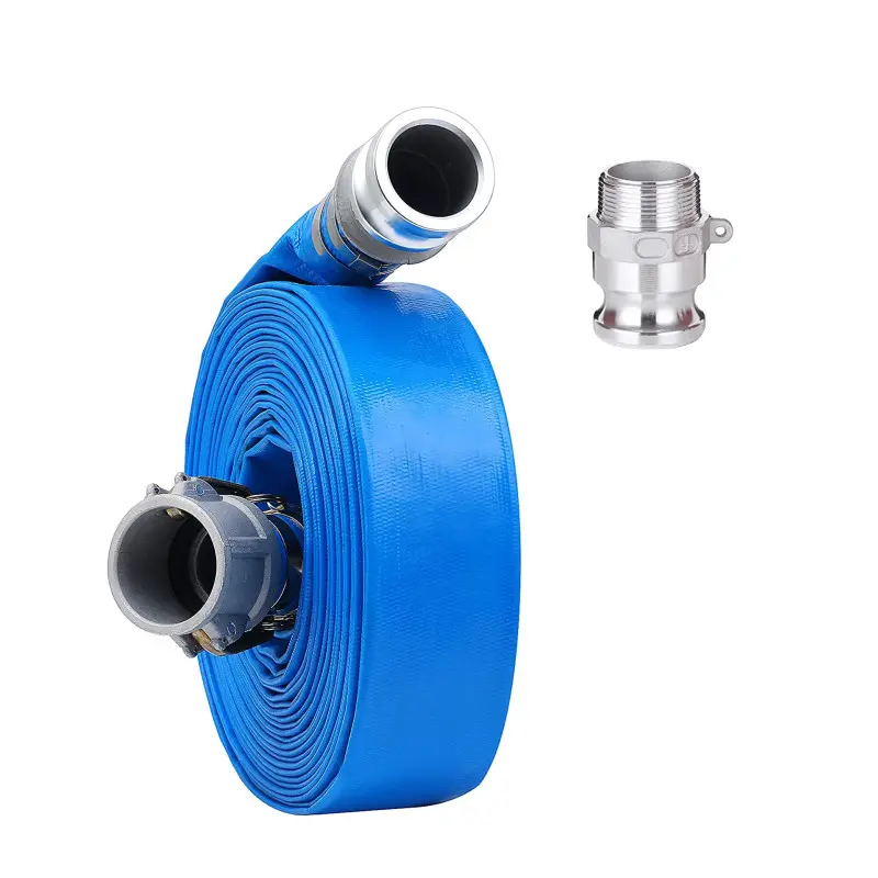 Agriculture Irrigation Flexible PVC Lay Flat Pump Water Discharge Hose With Aluminum Camlock Fittings