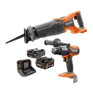 RIDGID 18V Brushless Cordless 12 in. Hammer Drill and Recip Saw Kit with (1) 4.0Ah Battery (1) 2.0Ah Battery Charger R960261SBN