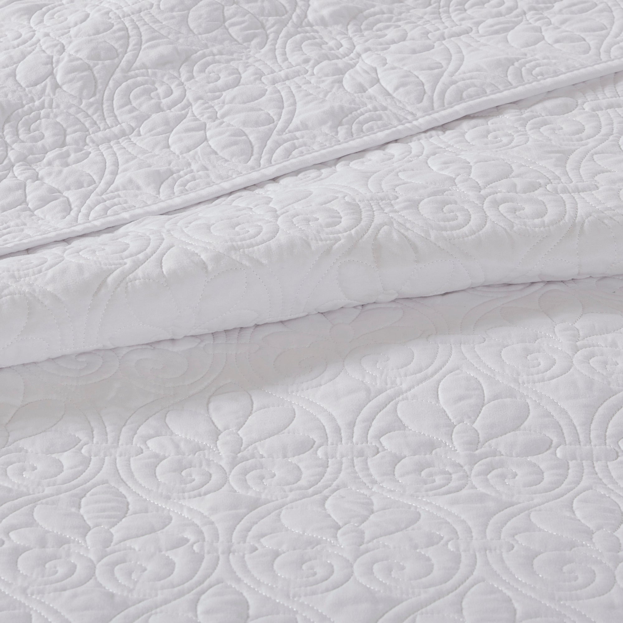 Home Essence Vancouver Super Soft Reversible Coverlet Set， Full/Queen， White