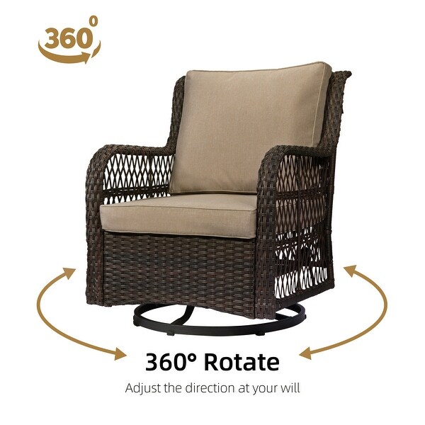 Outdoor Wicker Swivel Rocker Patio Set，360 Degree Swivel Rocking Chairs Elegant Wicker Patio Bistro Set