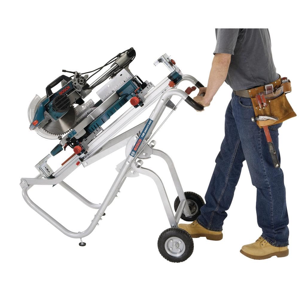 Bosch Portable Folding Gravity Rise Miter Saw Stand with Wheels T4B