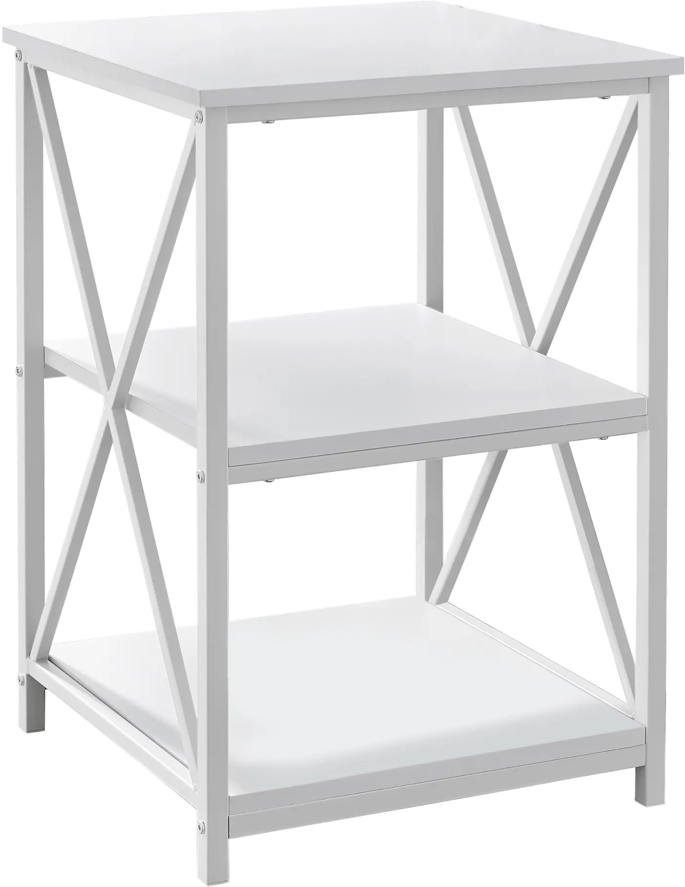 Contemporary White End Table - X Frame