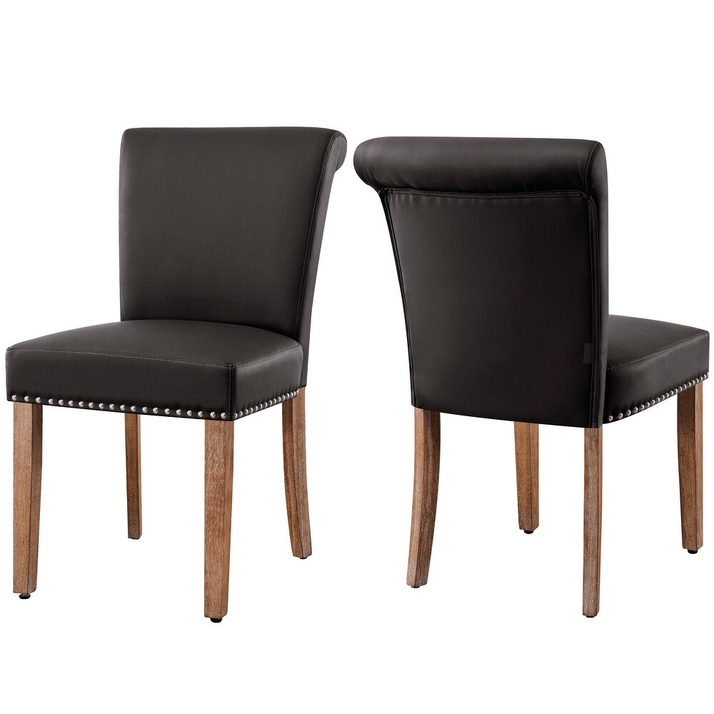 CHUN YI Faux Leather Parsons dining chair(set of 2)