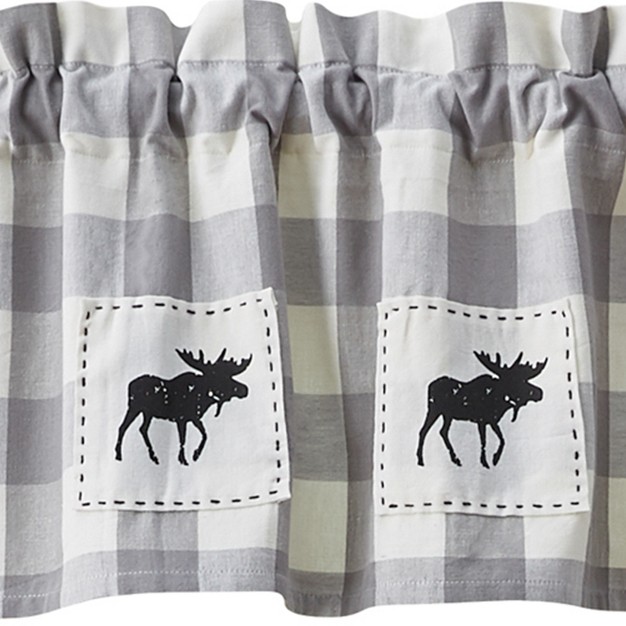 Buffalo Check Moose Patch Lined Valance 14 quot l Gray