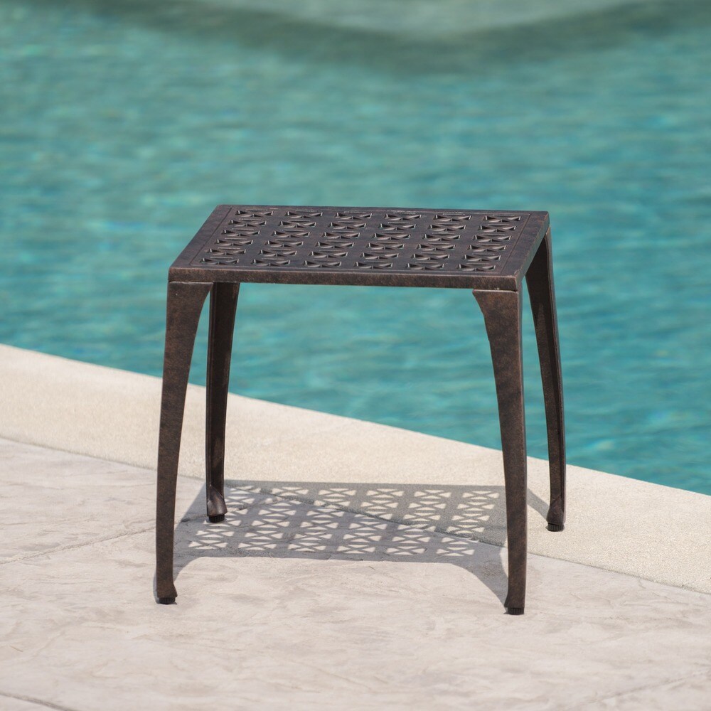 Kai Outdoor 18 inch Square Aluminum Side Table by Christopher Knight Home