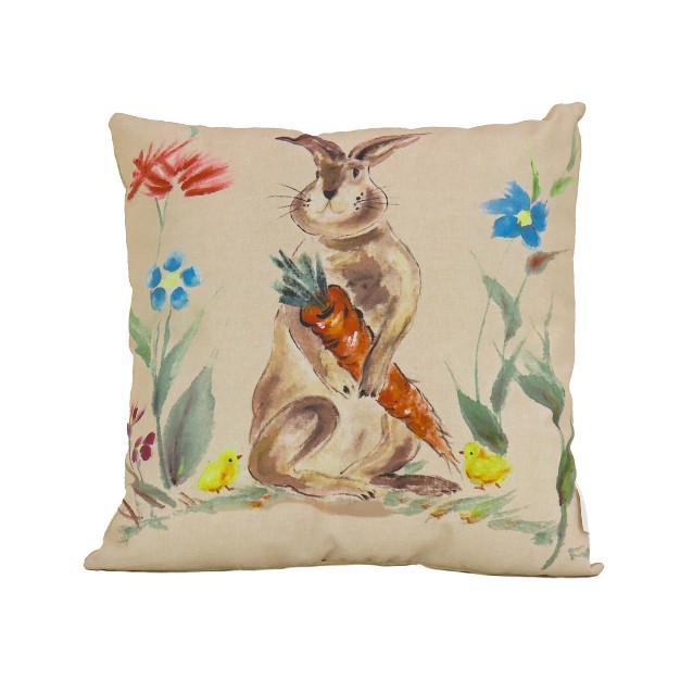 National Tree Company Bunny With Carrots Decorative Pillow Cream Easter Collection 16 Inches