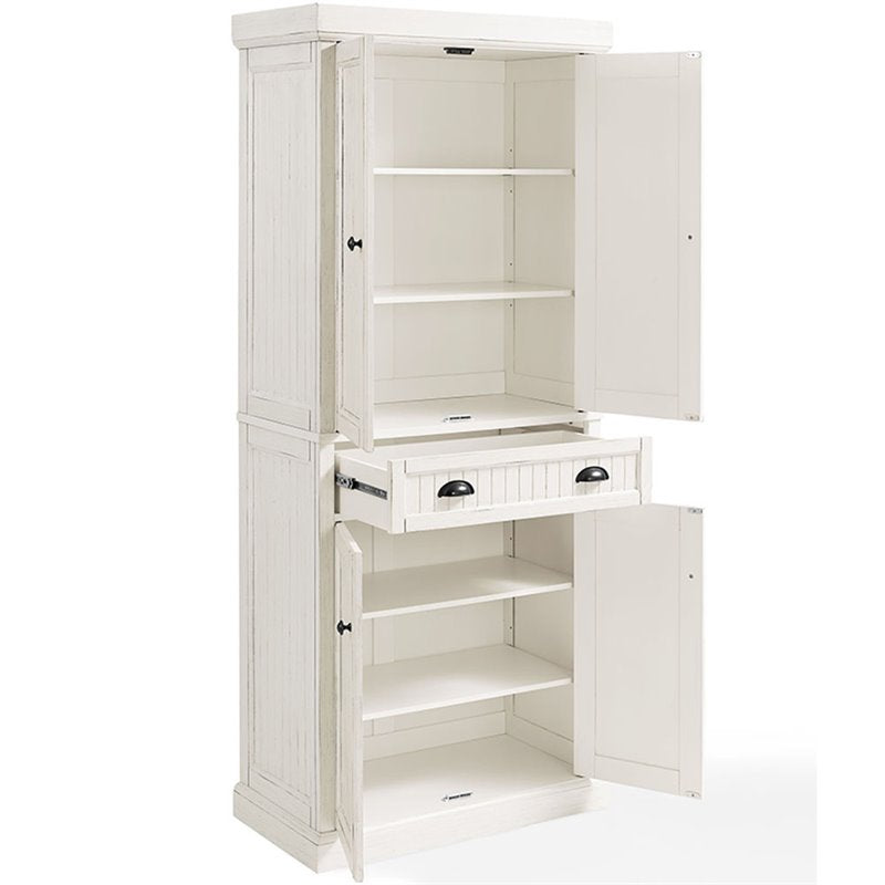 Crosley Furniture Seaside 72'' Kitchen Pantry Distressed White Finish