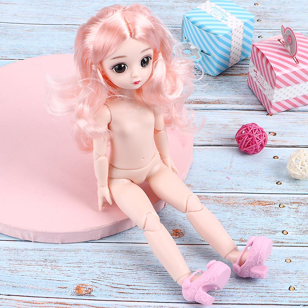 30cm Fashionable Beautiful Doll Kid Children Girl Doll Toys With Movable Joints Birthday Gift(curly Hair Pink Body 30cm Doll With Shoes)