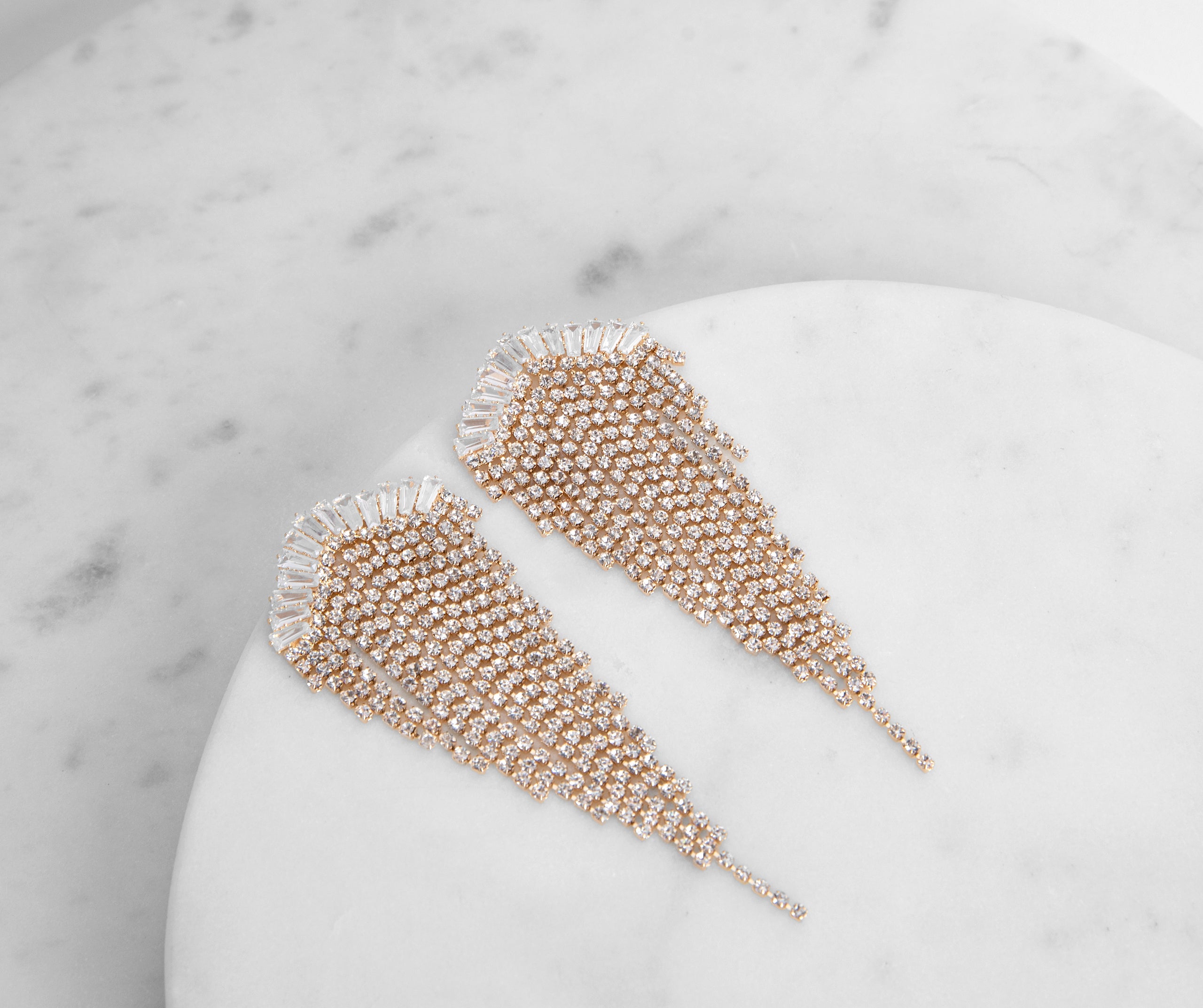 Call It Like It Is Rhinestone Fringe Earrings