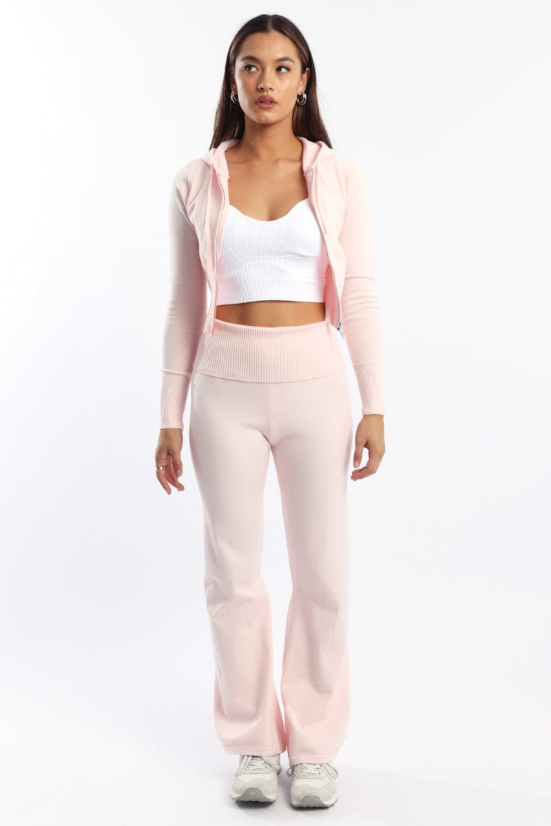 Pink Wide Leg Pants Knit