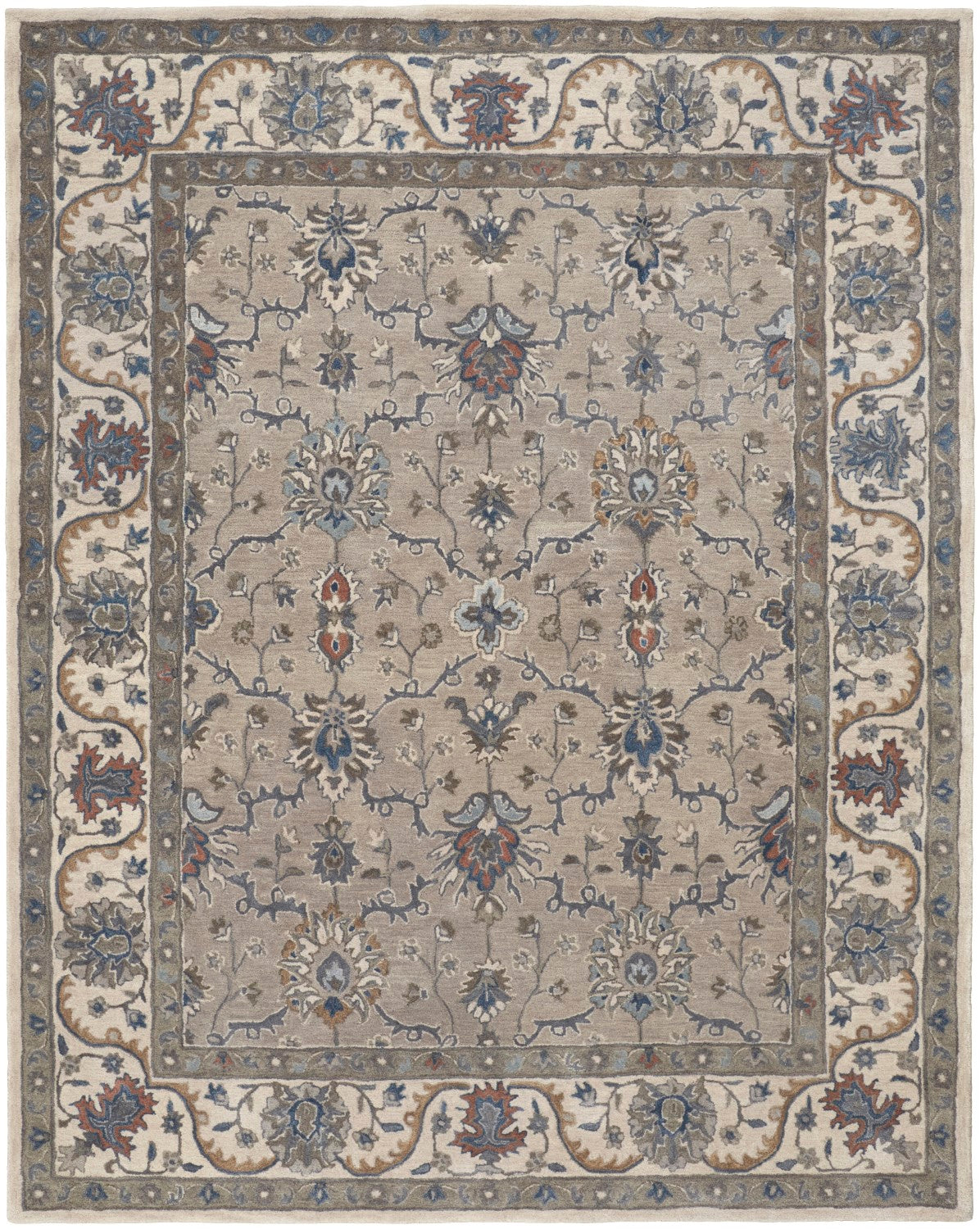 Mattias Hand Tufted Ornamental Warm Gray/Blue Rug