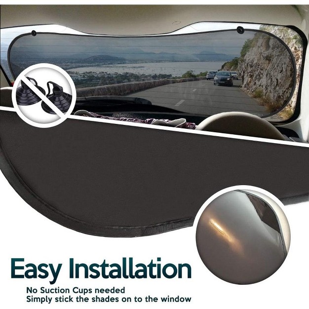 Zone Tech Car Side And Rear Window Cling On Sun Shades 3 Pack Mesh Pop up Sunshade Protects From Sun Glare And Uv Rays fits Most Vehicles