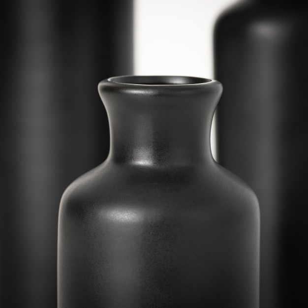 Sullivans Matte Black Set Of 3 Small Ceramic Bottle Vases 5 quot h 7 5 quot h amp 10 quot h Black