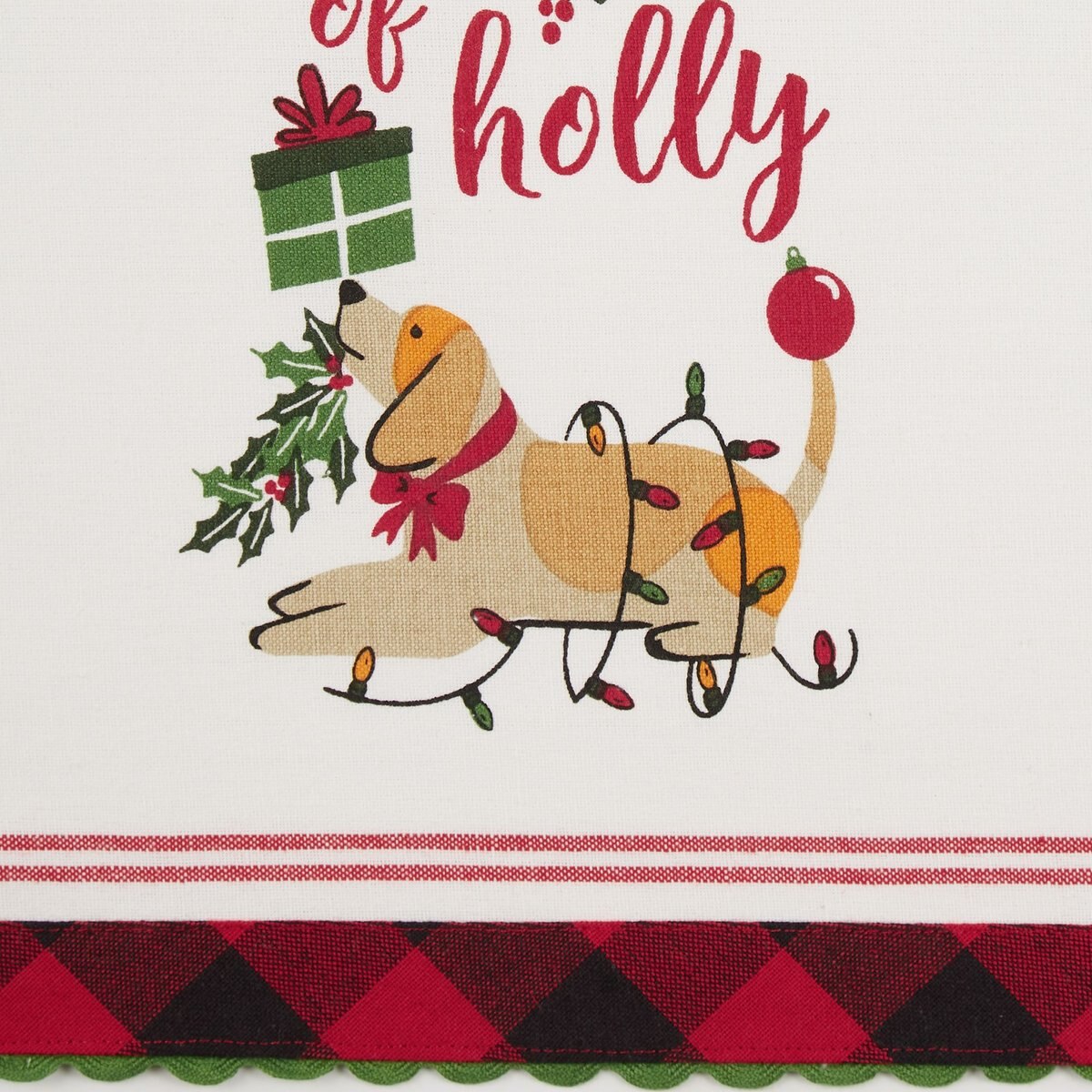 Design Imports Bowows of Holly Embellished Dish Towel